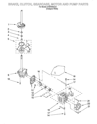 Brake, clutch, gearcase, motor and pump