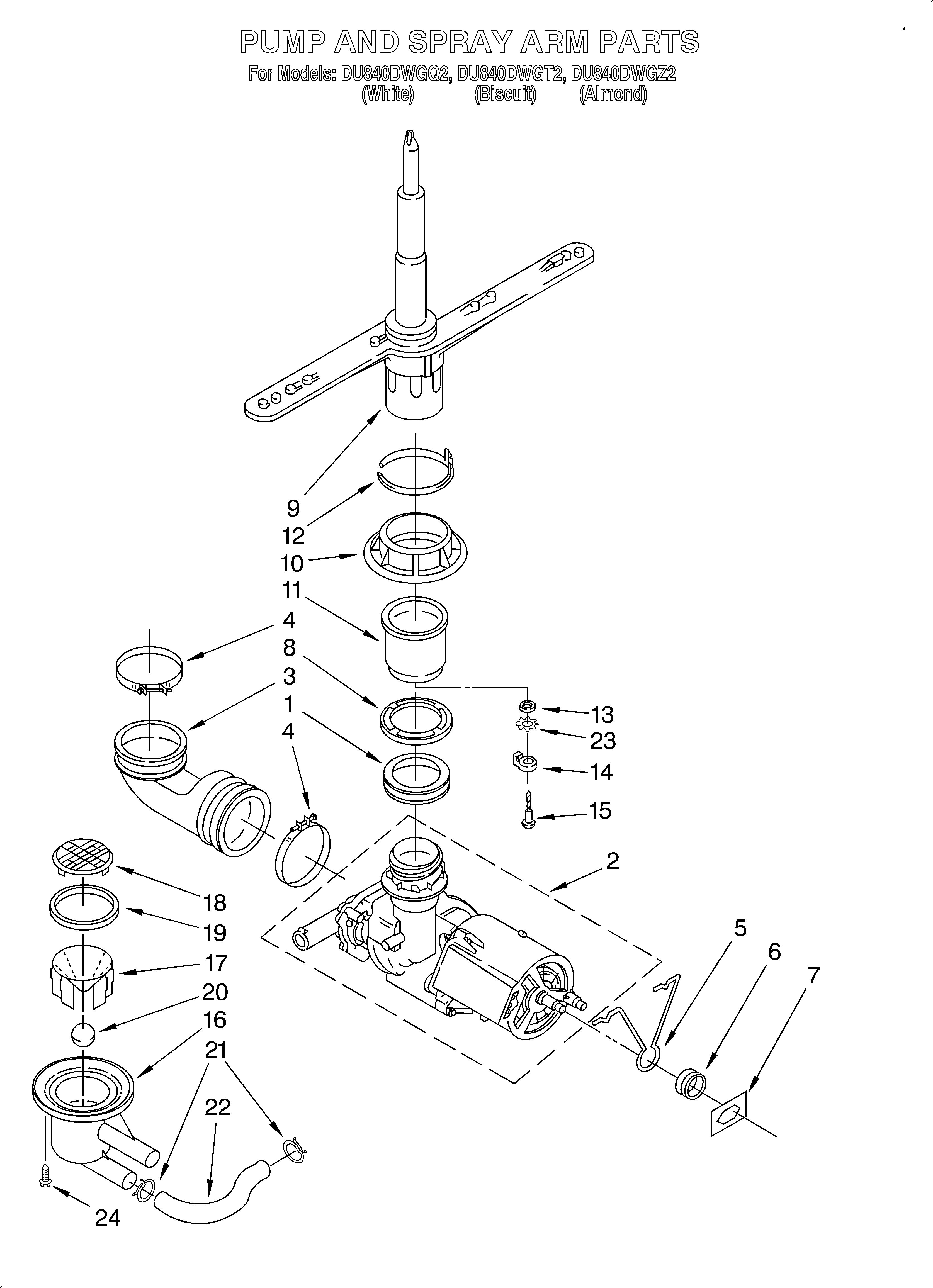 Pump and sprayarm