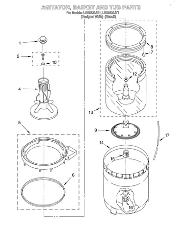 Agitator, basket and tub