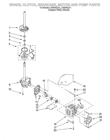 Brake, clutch, gearcase, motor and pump