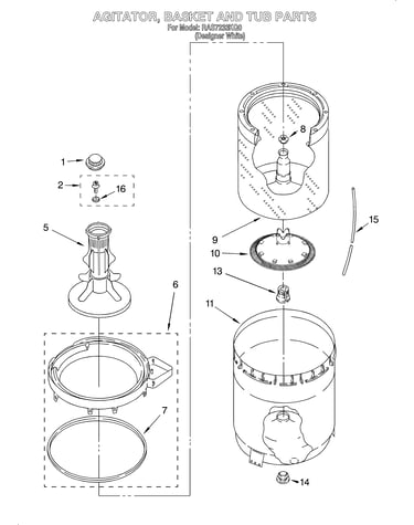 Agitator, basket and tub