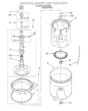 Agitator, basket and tub