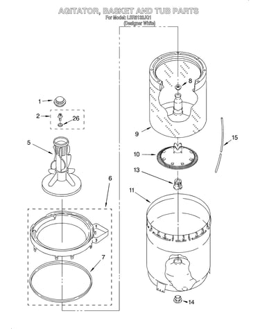 Agitator, basket and tub