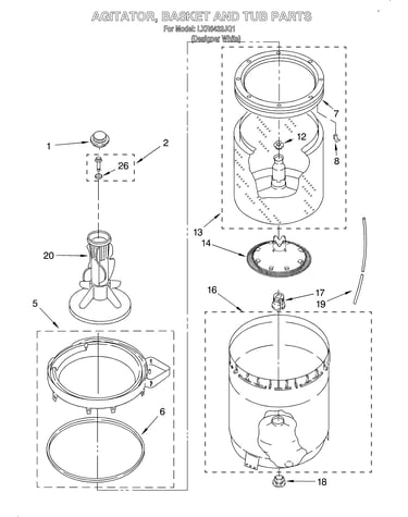 Agitator, basket and tub