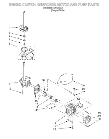 Brake, clutch, gearcase, motor and pump