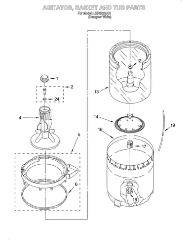 Agitator, basket and tub