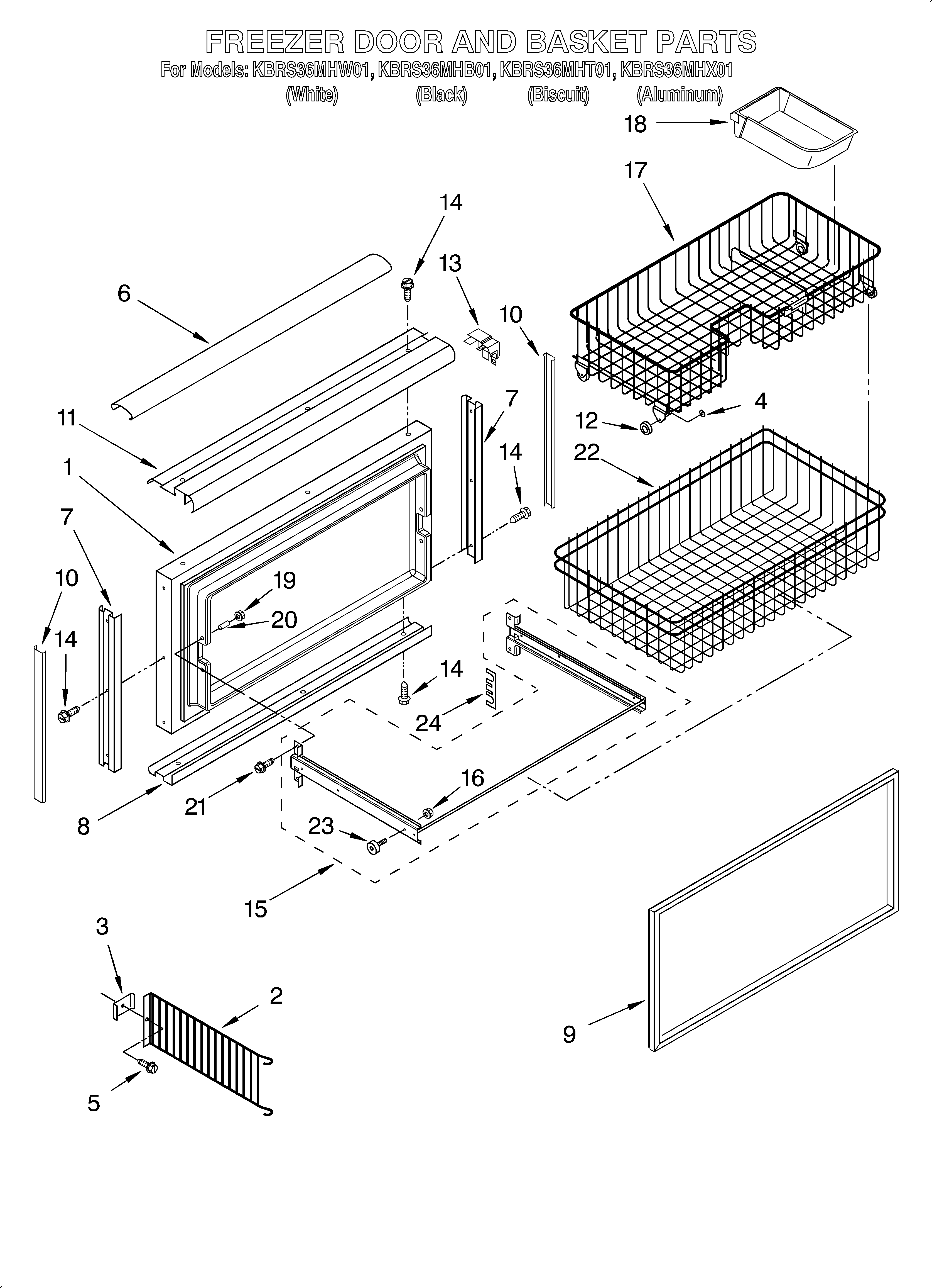 FREEZER DOOR AND BASKET