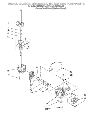 Brake, clutch, gearcase, motor and pump