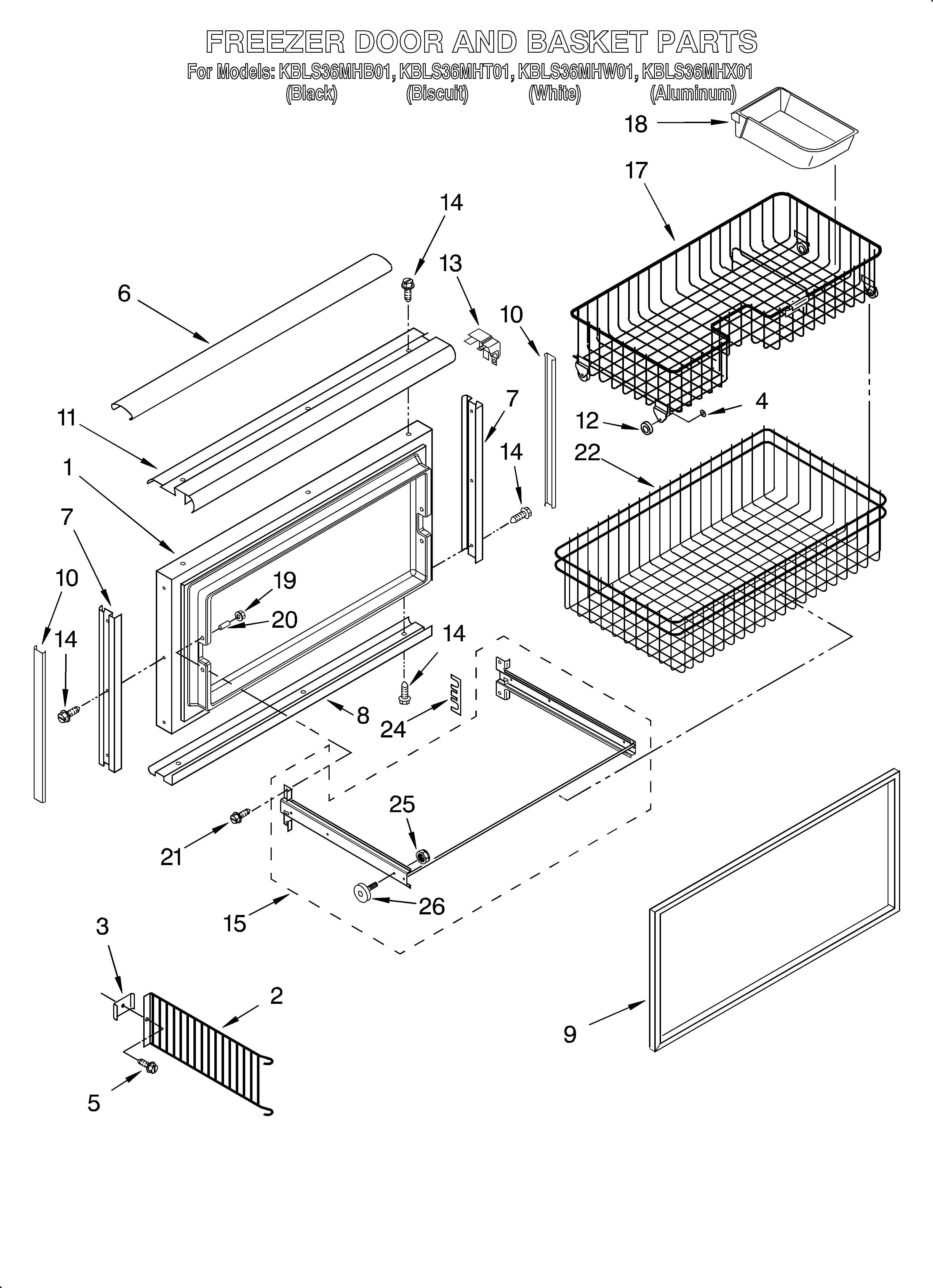 FREEZER DOOR AND BASKET