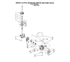 Whirlpool GSW9545JQ0 brake, clutch, gearcase, motor and pump diagram