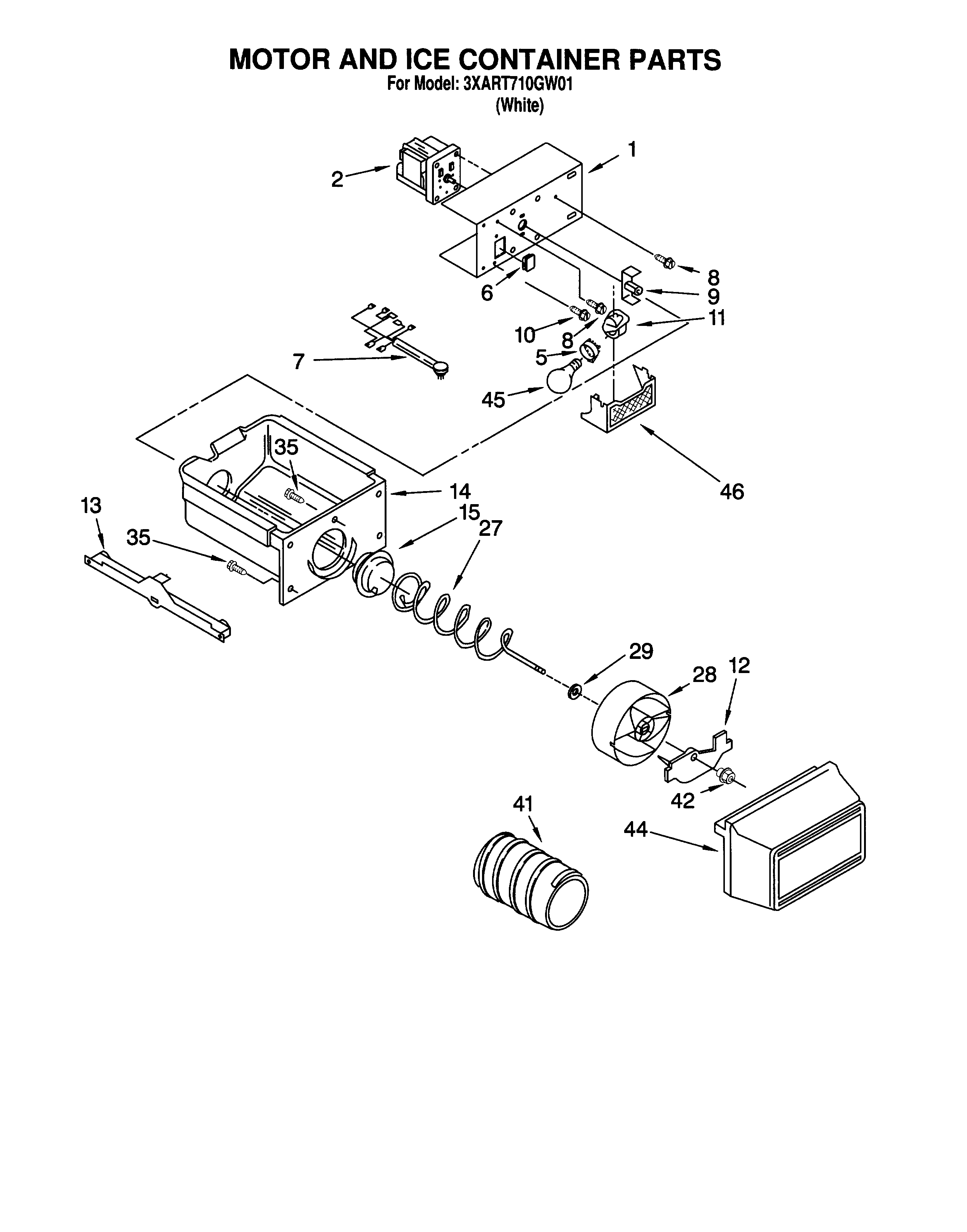 MOTOR AND ICE CONTAINER