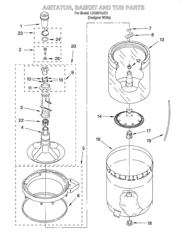 Agitator, basket and tub