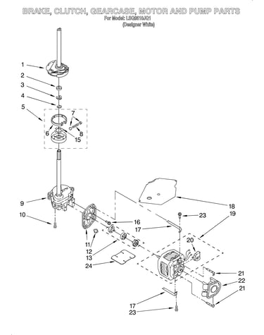 Brake, clutch, gearcase, motor and pump