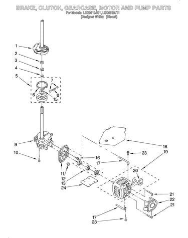 Brake, clutch, gearcase, motor and pump