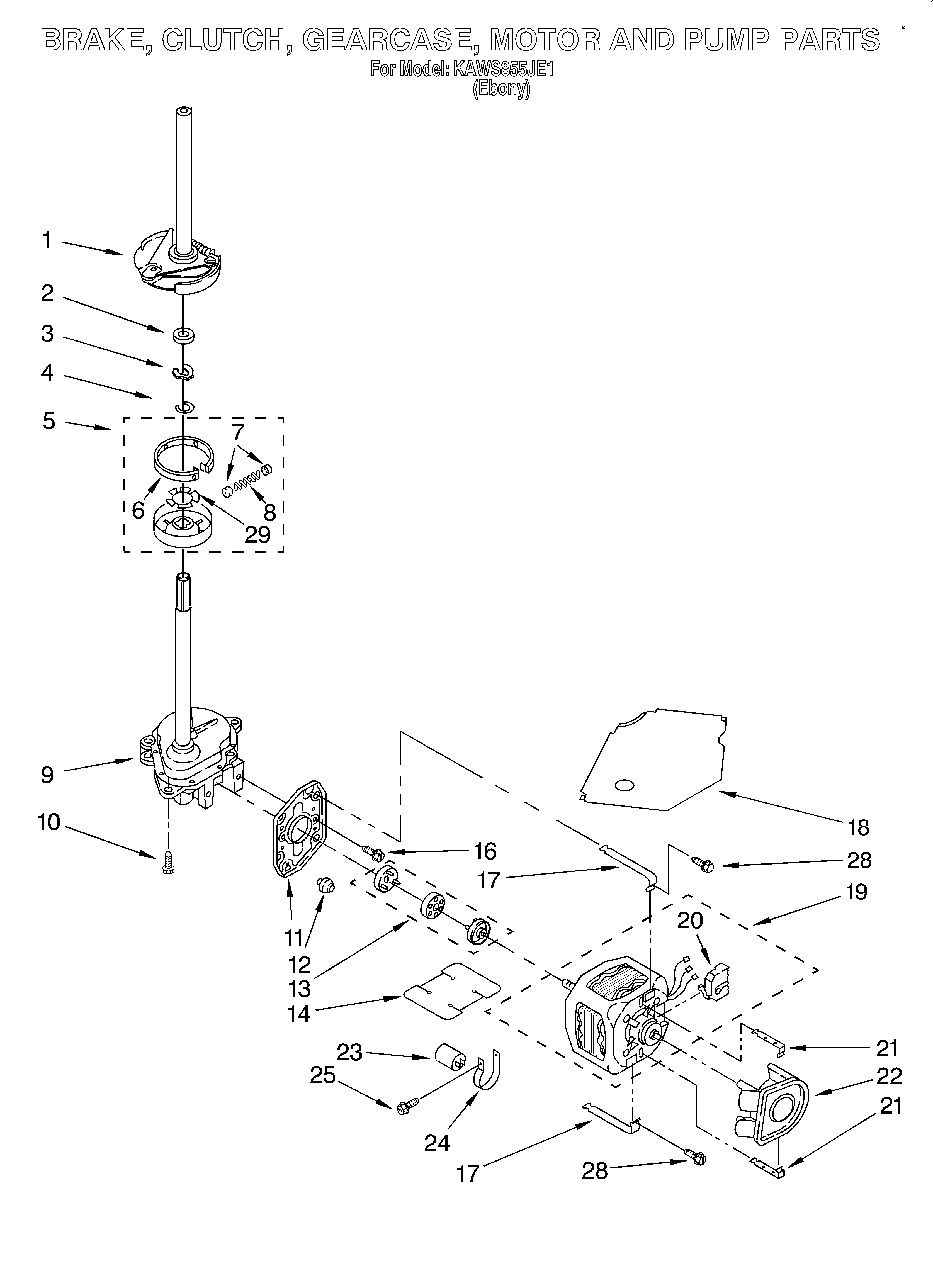 BRAKE, CLUTCH, GEARCASE, MOTOR AND PUMP