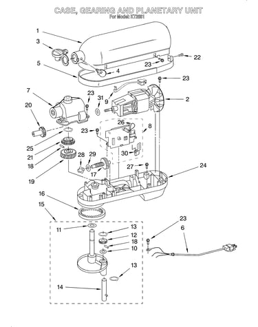 Case, gearing and planetary unit
