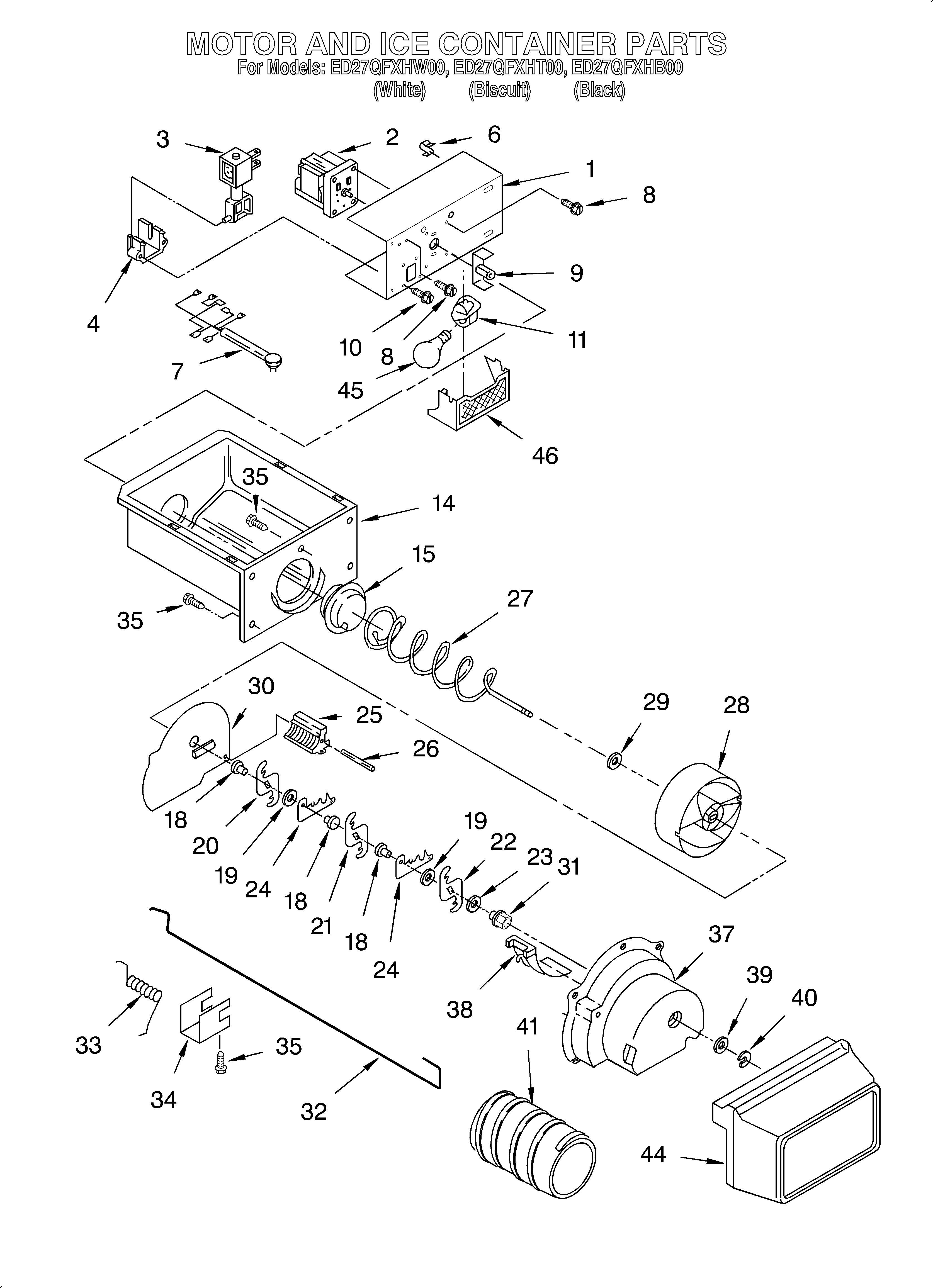 Motor and ice container