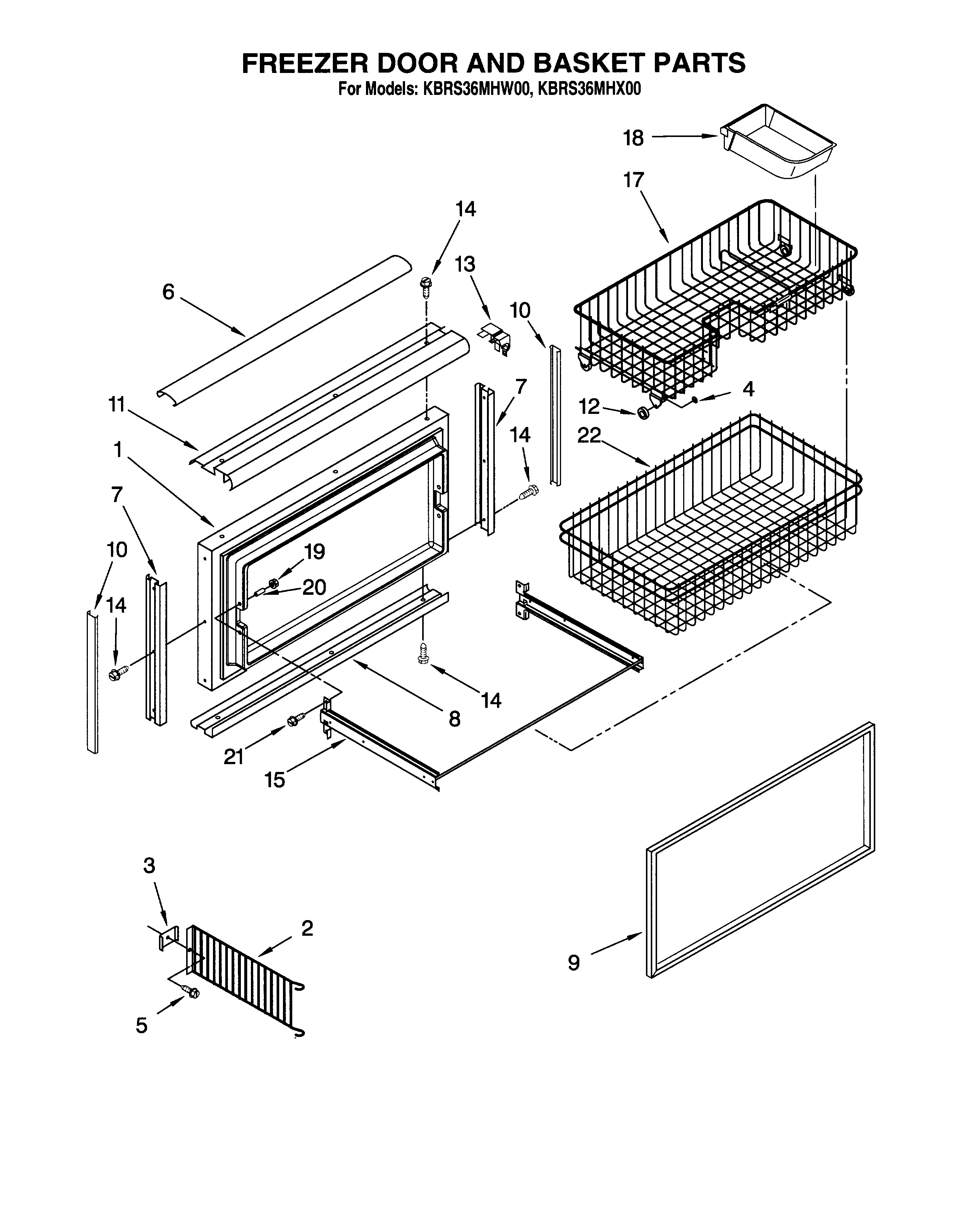 Freezer door and basket