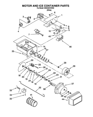 Motor and ice container