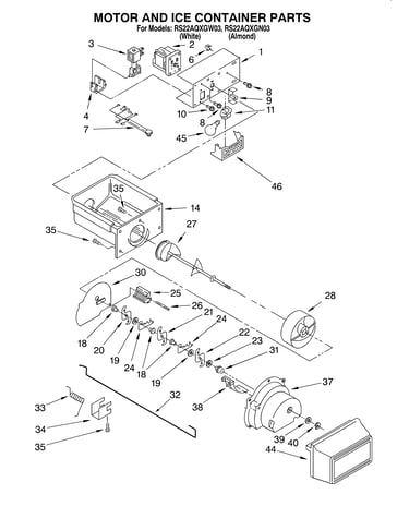 Motor and ice container