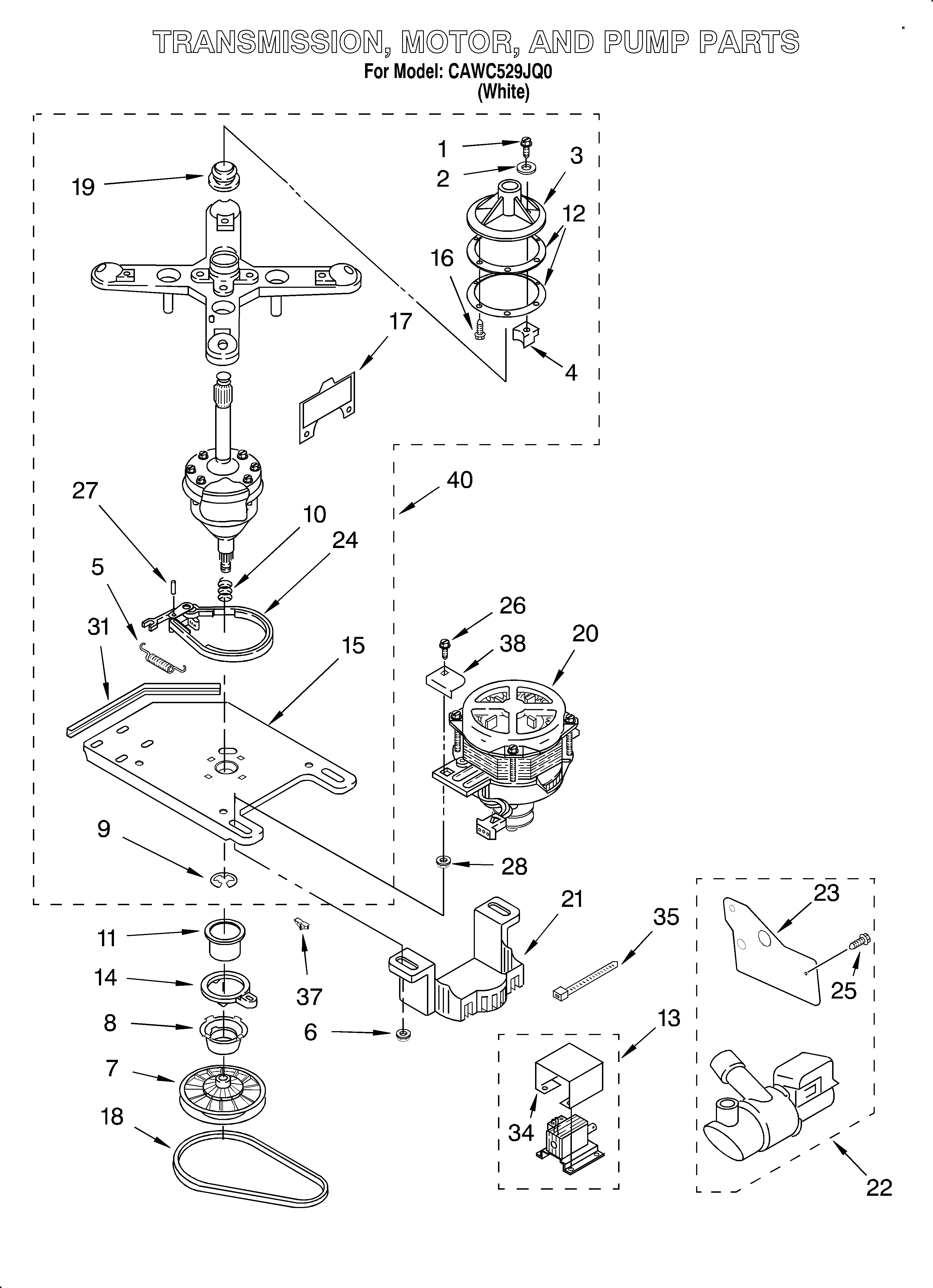 Transmission, motor and pump