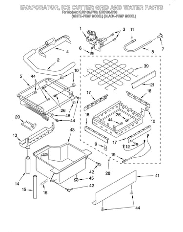 Evaporator, ice cutter grid and water