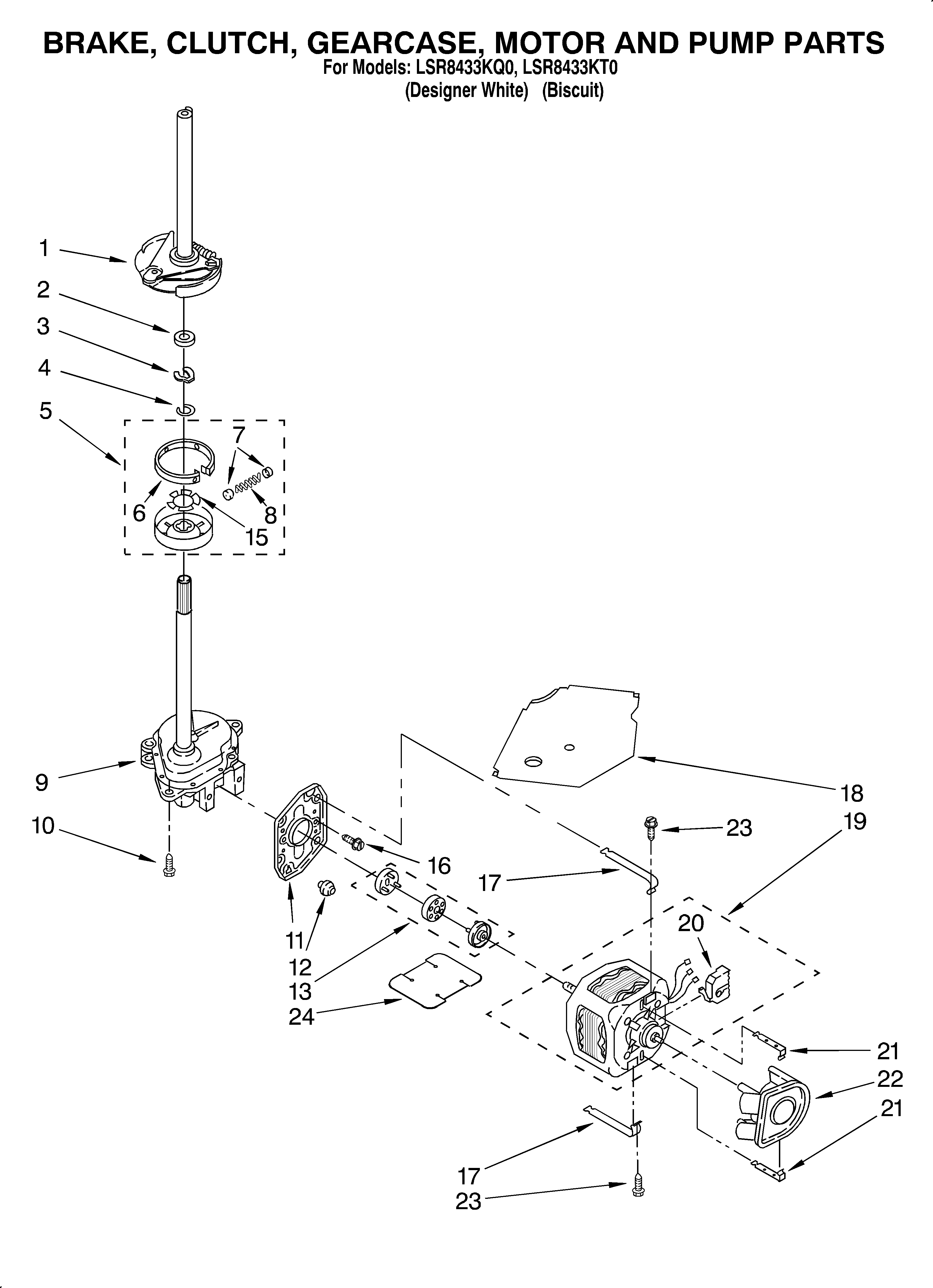 BRAKE, CLUTCH, GEARCASE, MOTOR AND PUMP