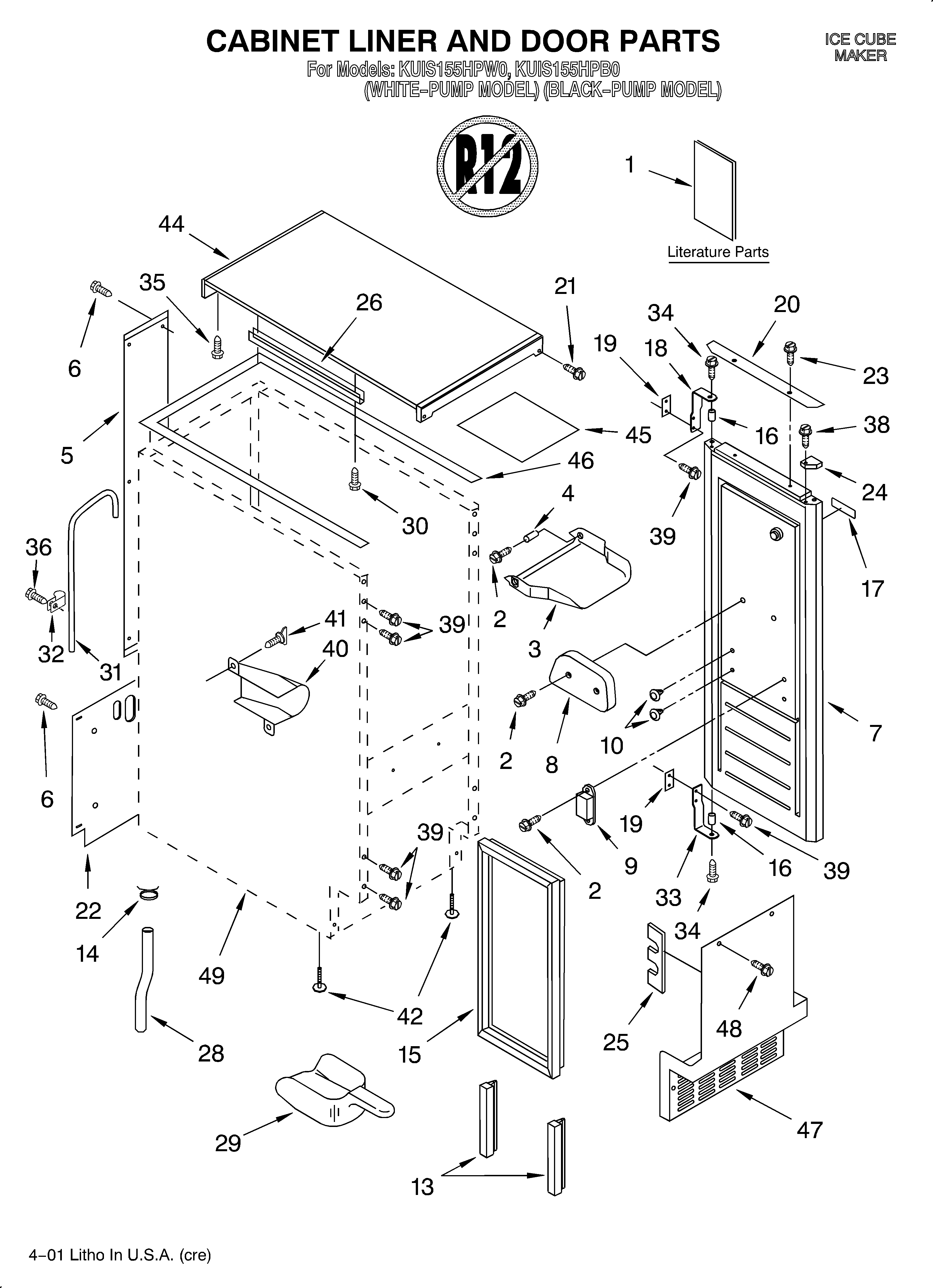 Cabinet liner and door/lit/optional