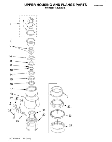 Upper housing and flange