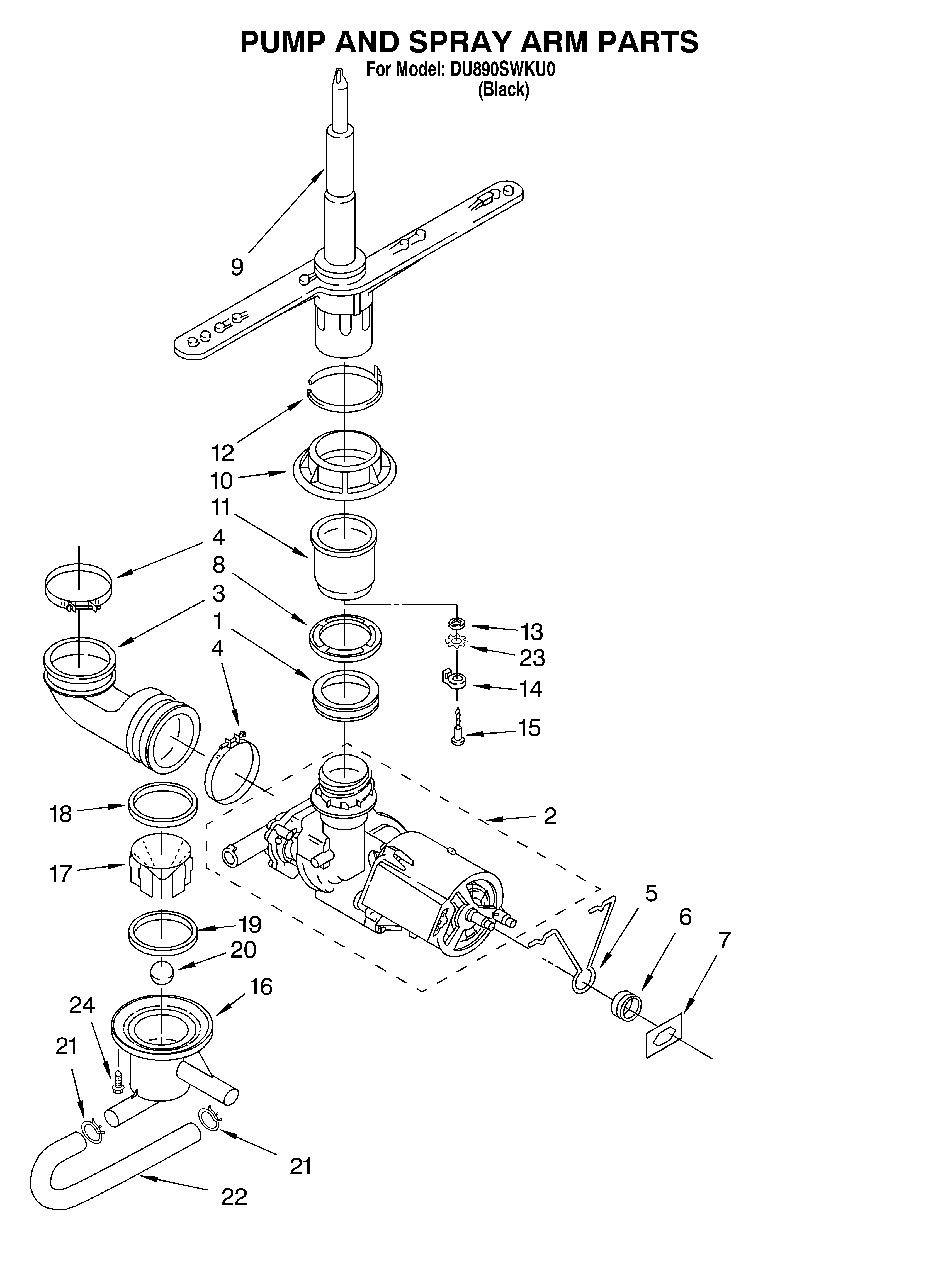 Pump and sprayarm