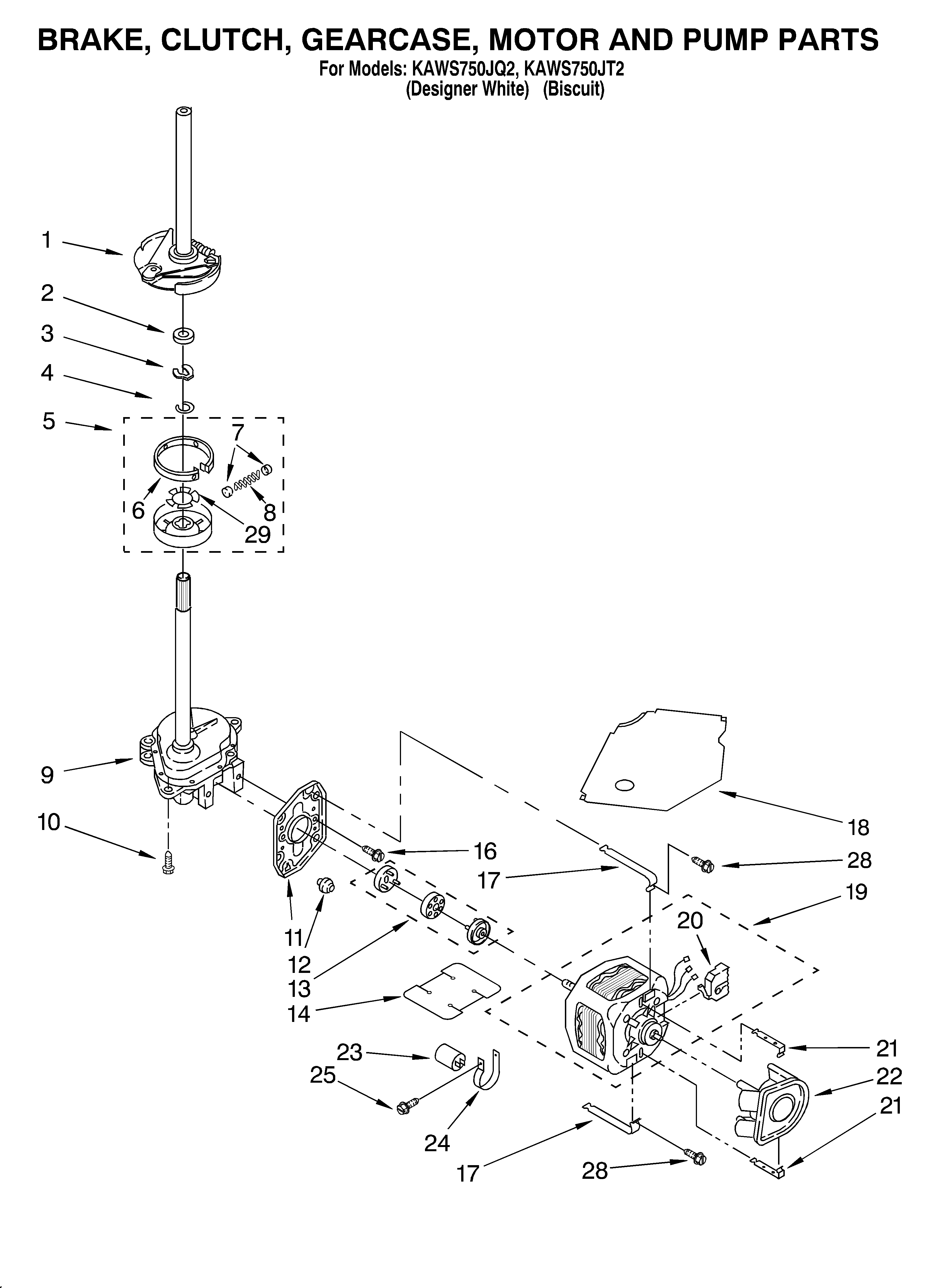 Brake, clutch, gearcase, motor and pump