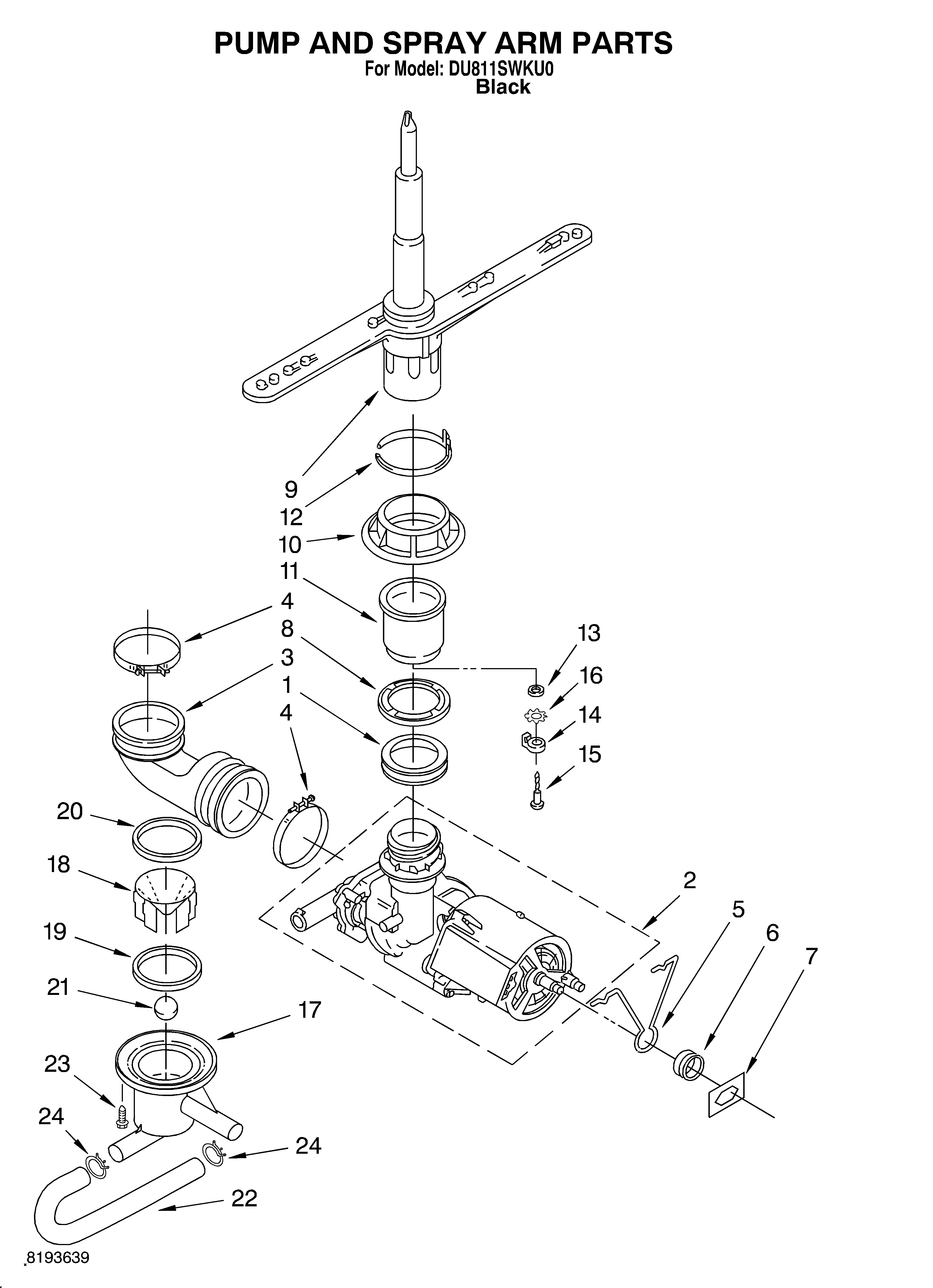 Pump and sprayarm