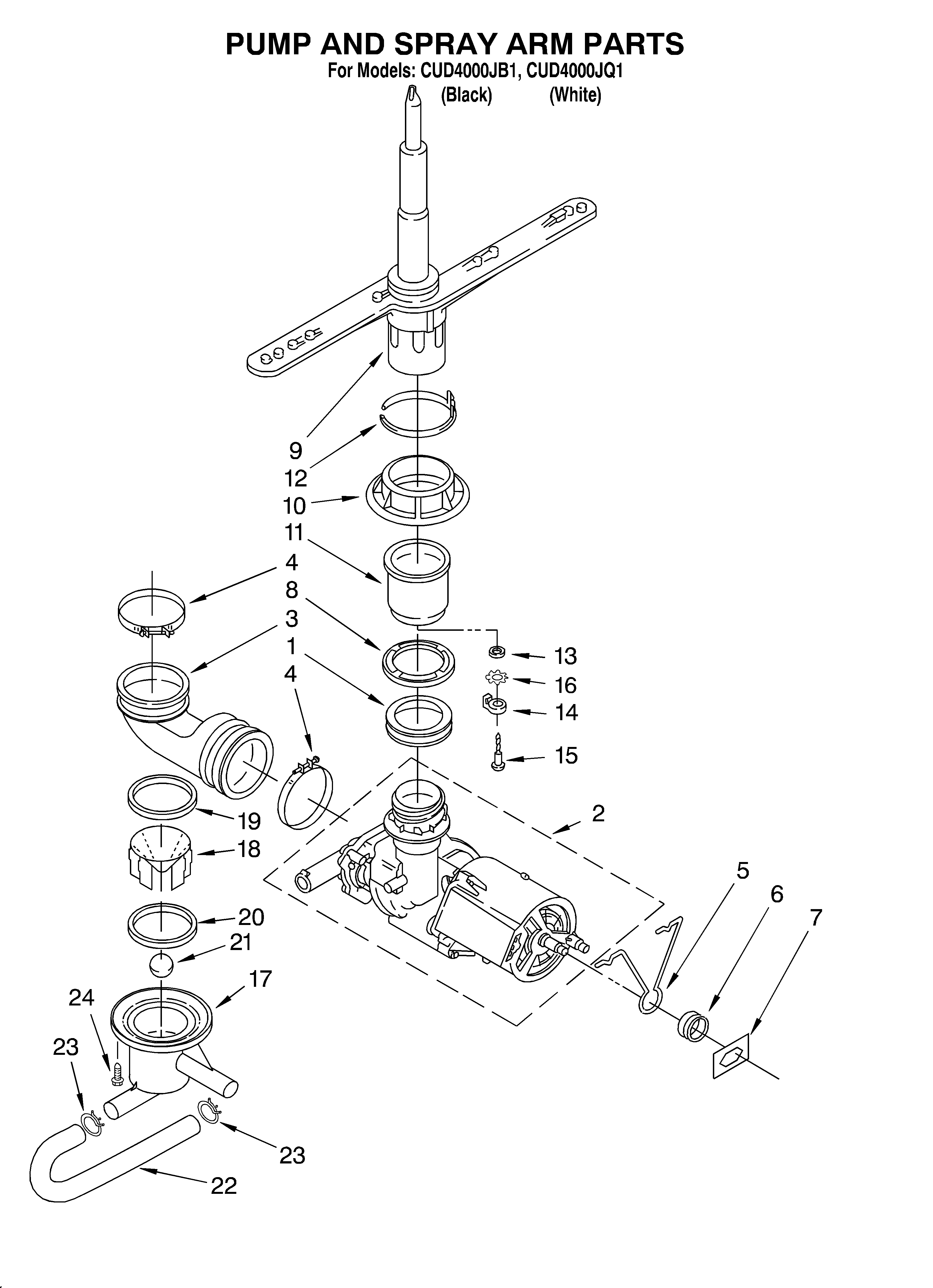 Pump and sprayarm