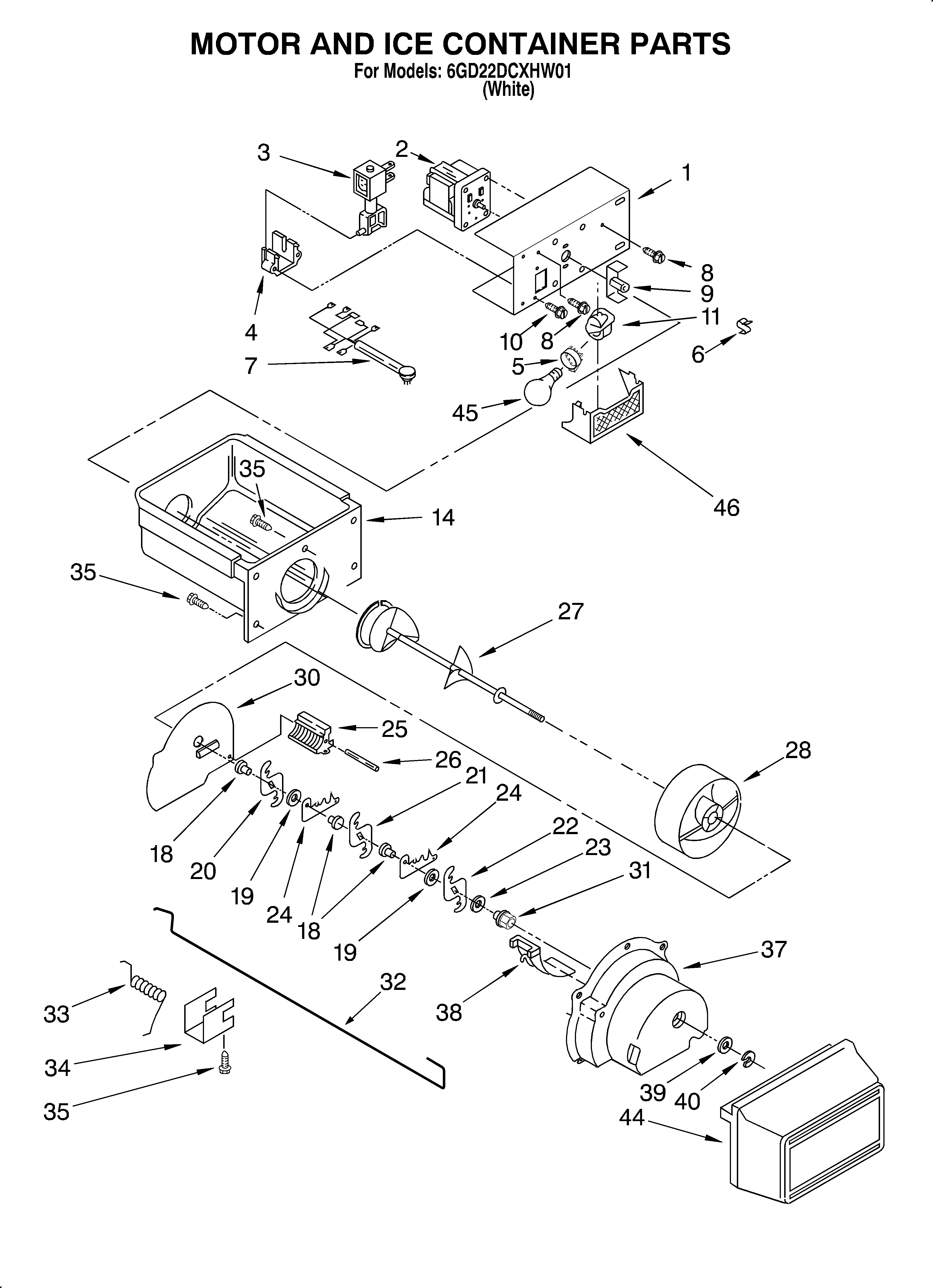 Motor and ice container