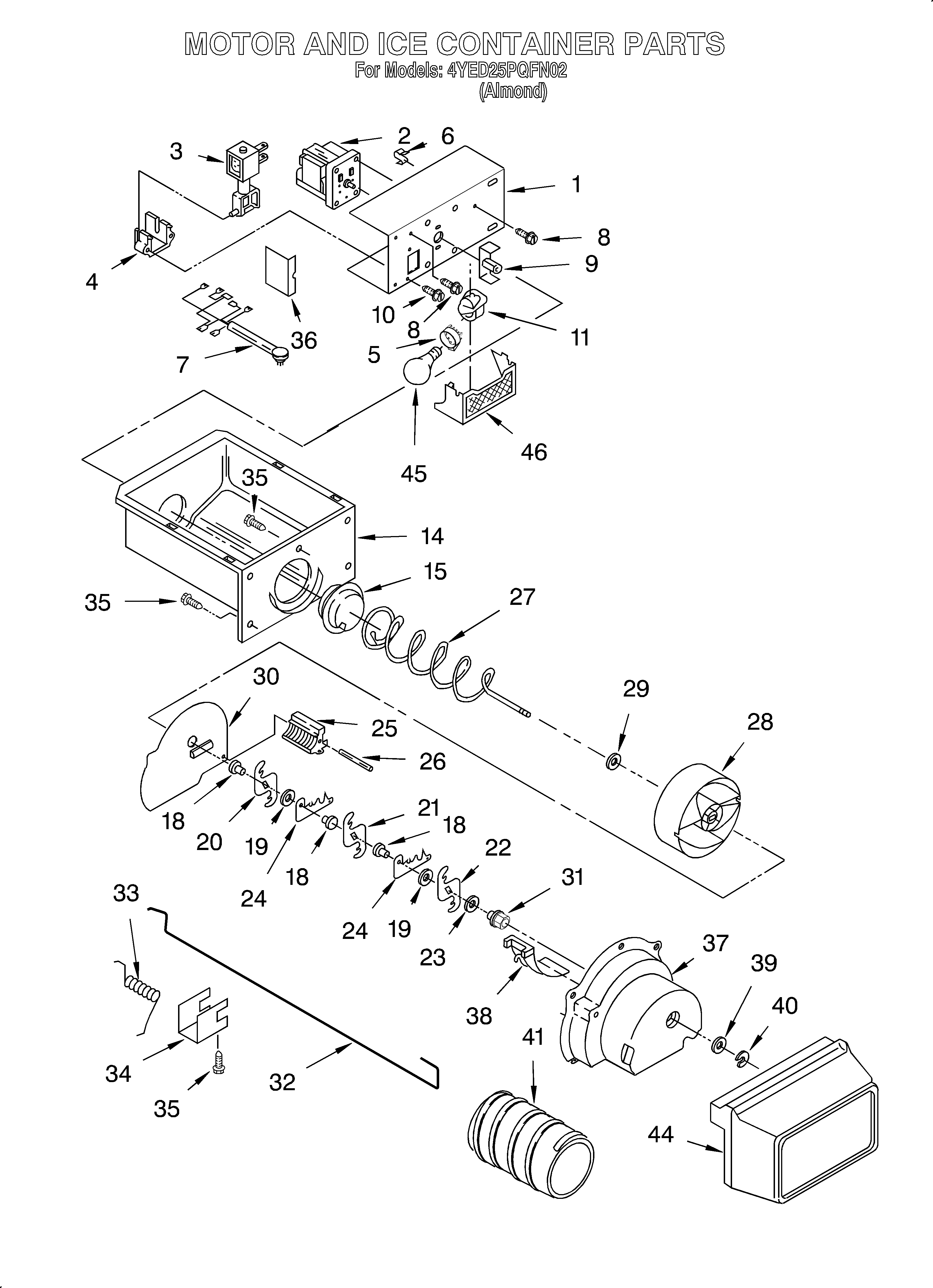 Motor and ice container