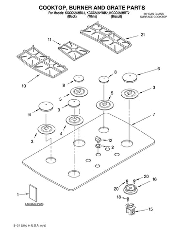 Cooktop, burner, grate/literature