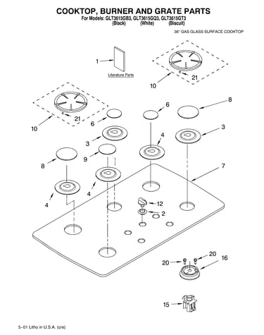 Cooktop, burner, grate/literature