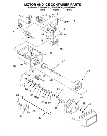 Motor and ice container