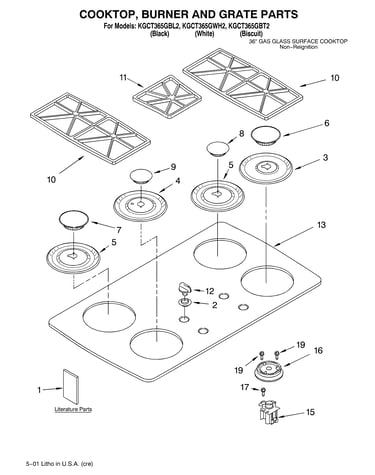 Cooktop, burner, grate/literature