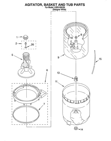 Agitator, basket and tub