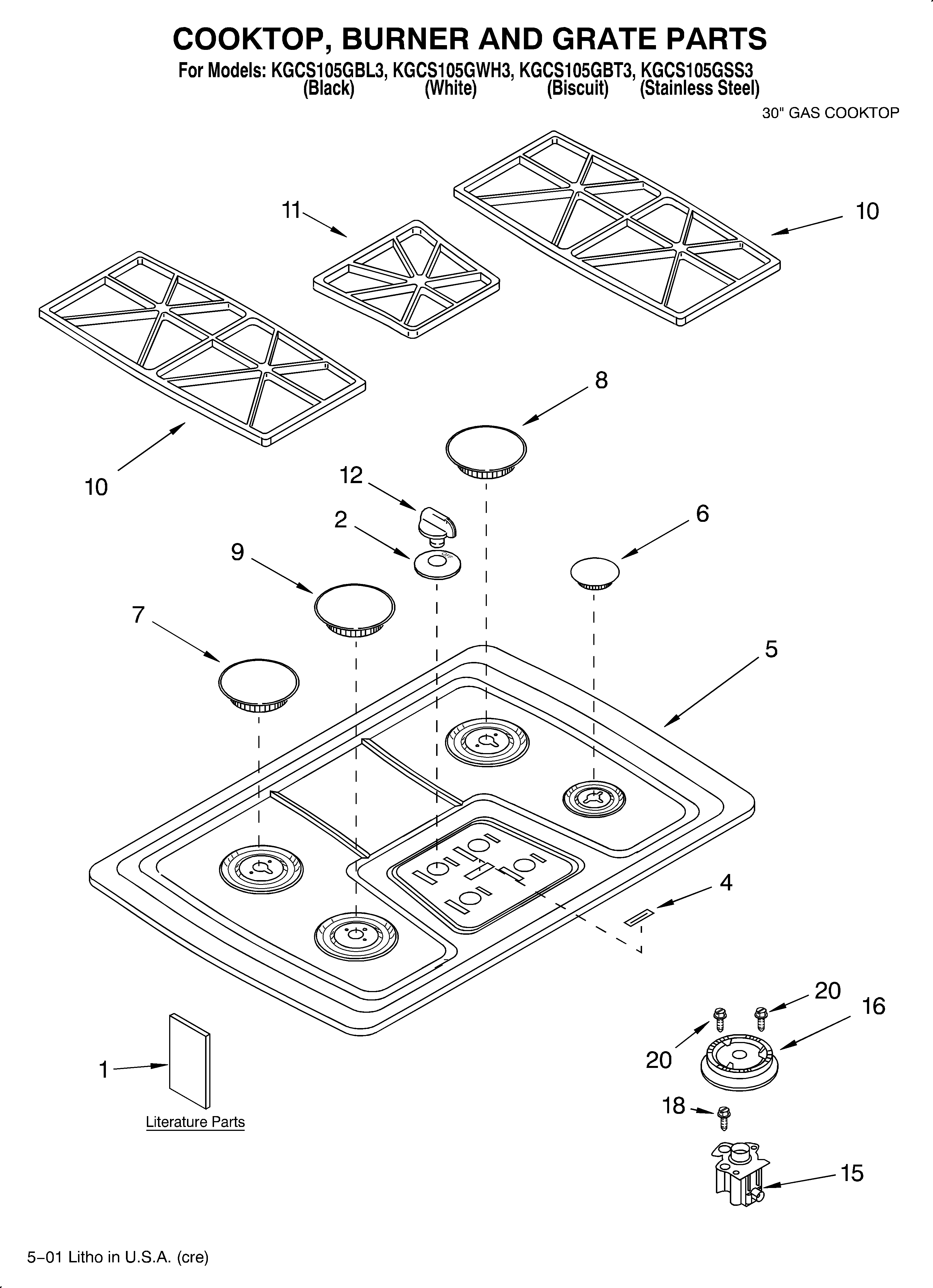 COOKTOP, BURNER, GRATE/LITERATURE