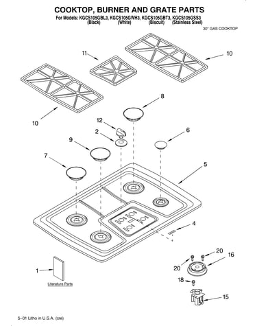 Cooktop, burner, grate/literature