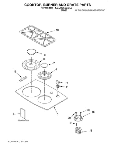 Cooktop, burner, grate/literature