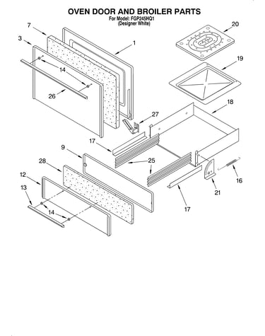 Oven door and broiler