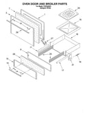 Oven door and broiler