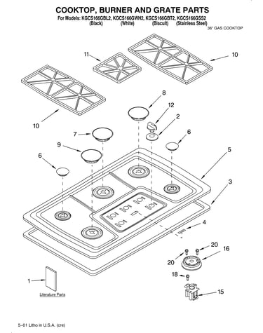 Cooktop, burner, grate/literature