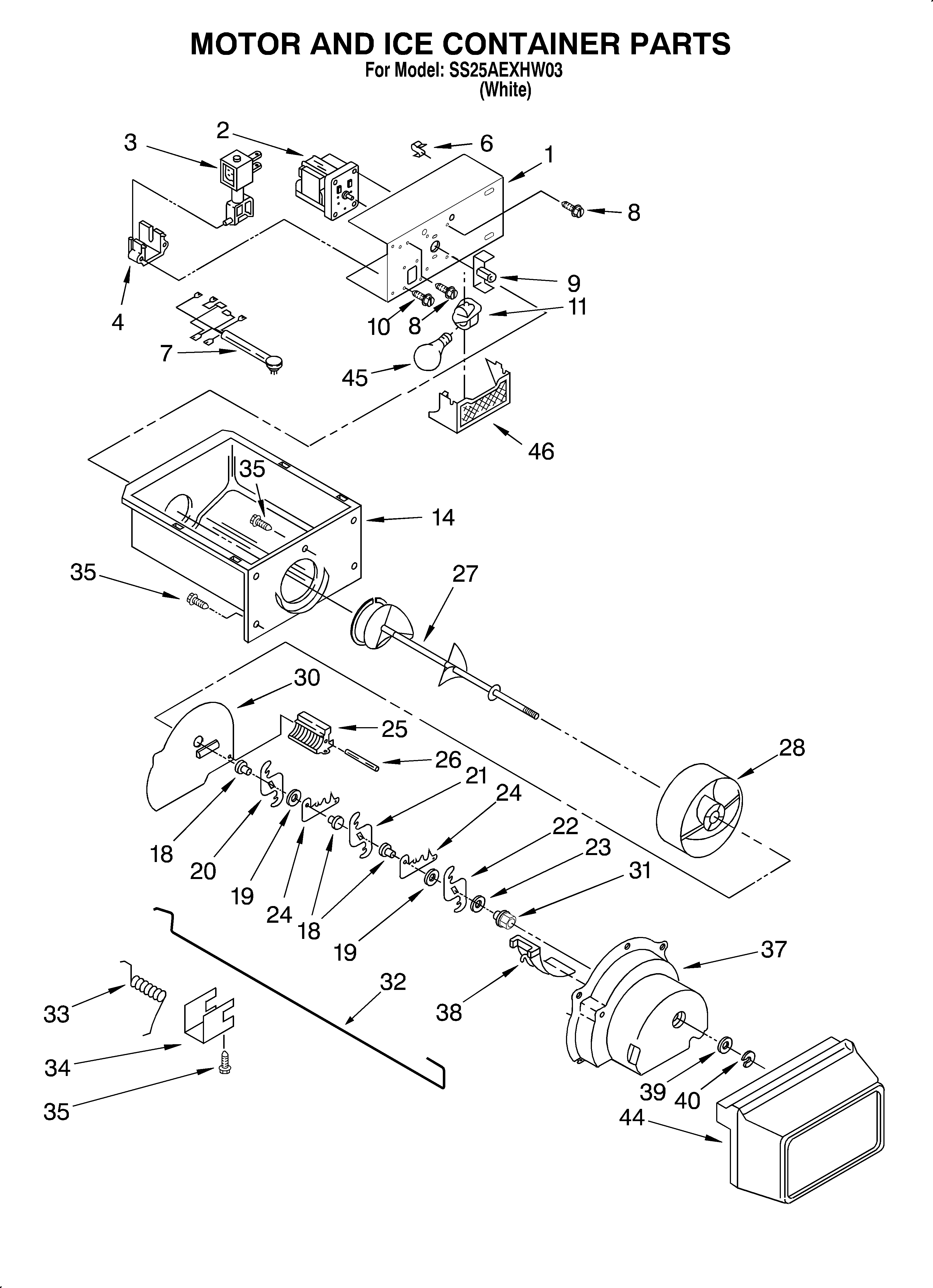 Motor and ice container