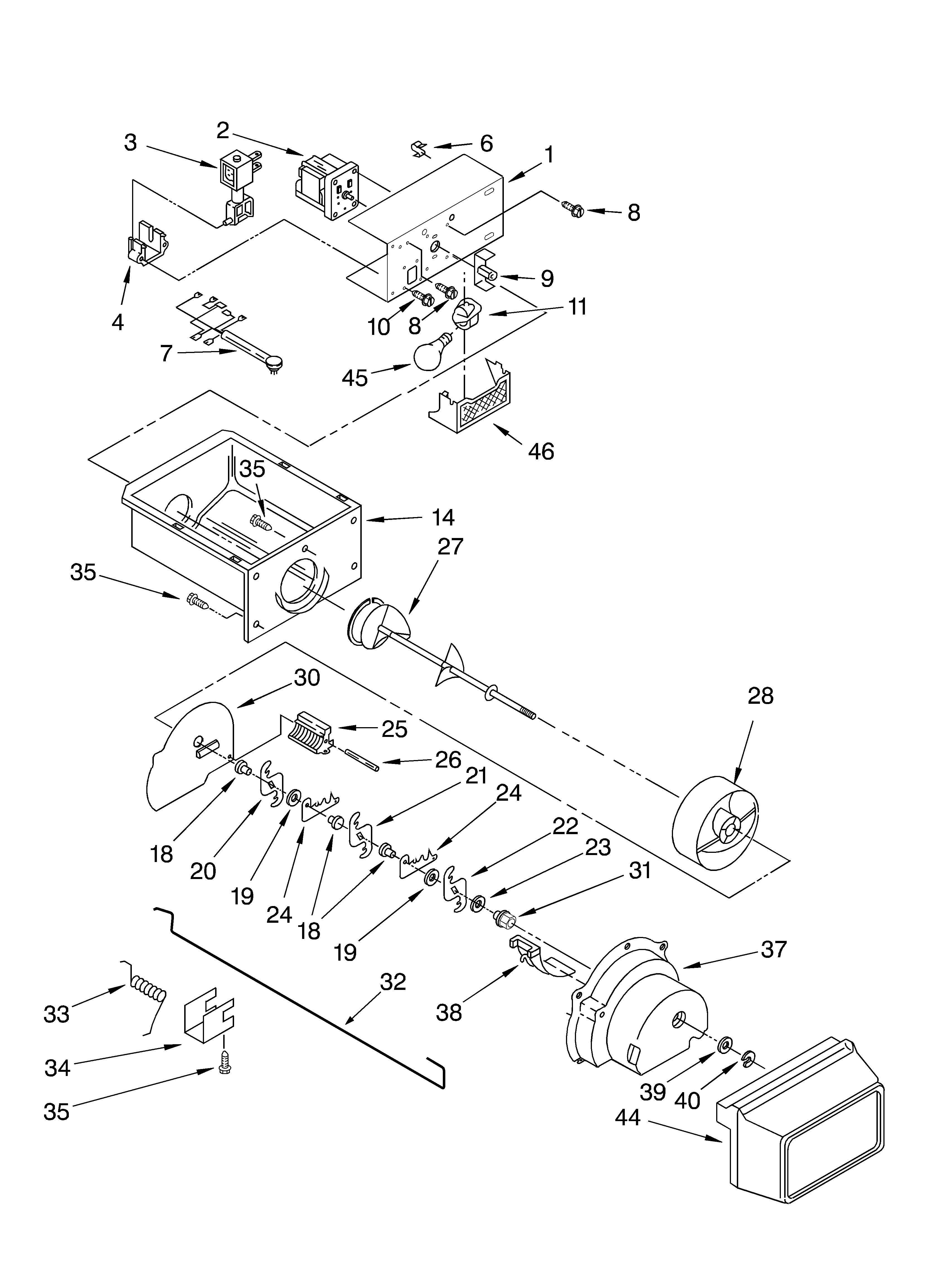 Motor and ice container