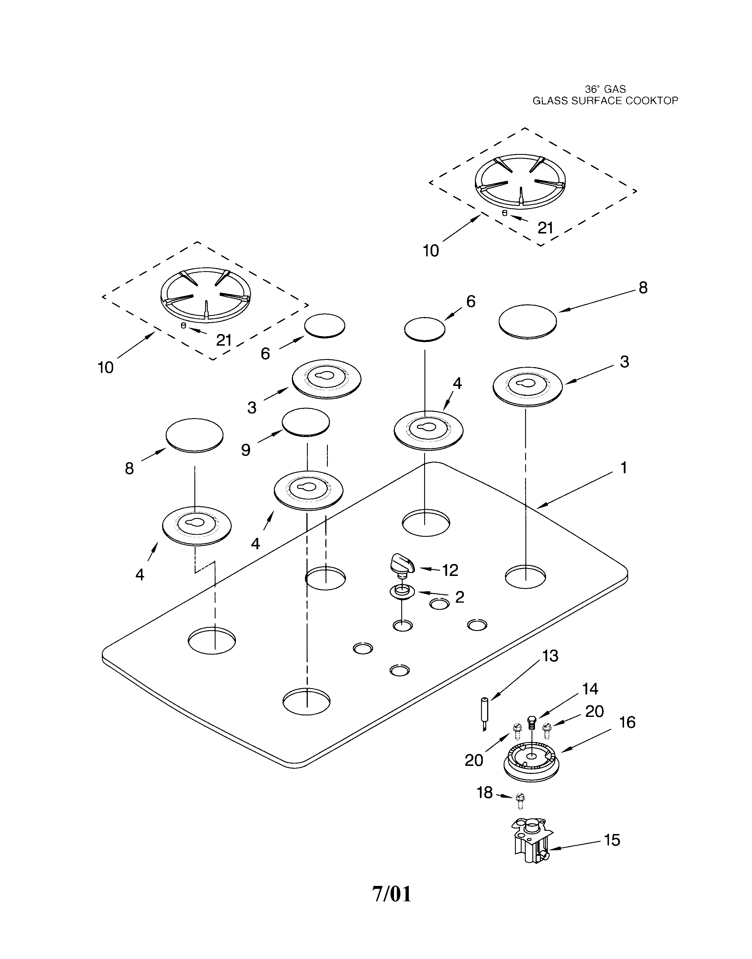 Cooktop, burner, grate/literature