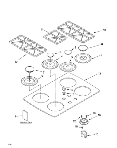 Cooktop, burner and grate parts/literature